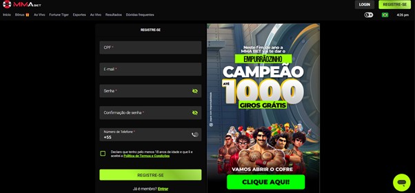 Como abrir uma conta no site MMABet