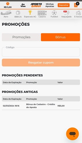 Crédito de Apostas para novos jogadores no Aposta Ganha app 2