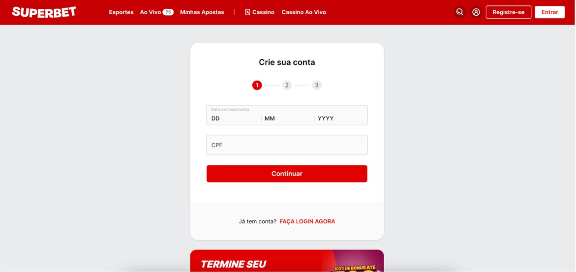 Passos para se Cadastrar na Superbet 2