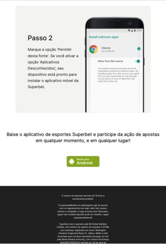 baixar o aplicativo Superbet no Android passo 3