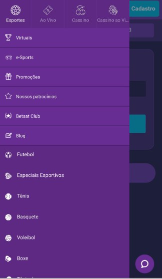 Versão móbile da Betsat