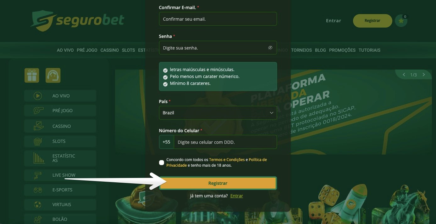 Como Fazer o Cadastro na SeguroBet passo 4