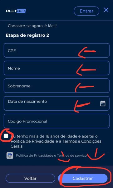 oleybet cadastro passo3