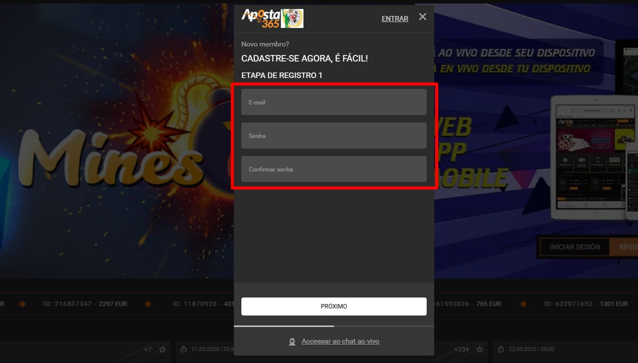 aposta365 cadastro passo 3