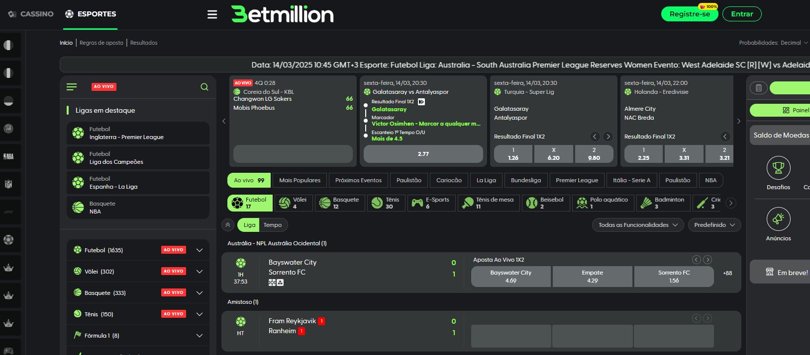 betmillion ao vivo