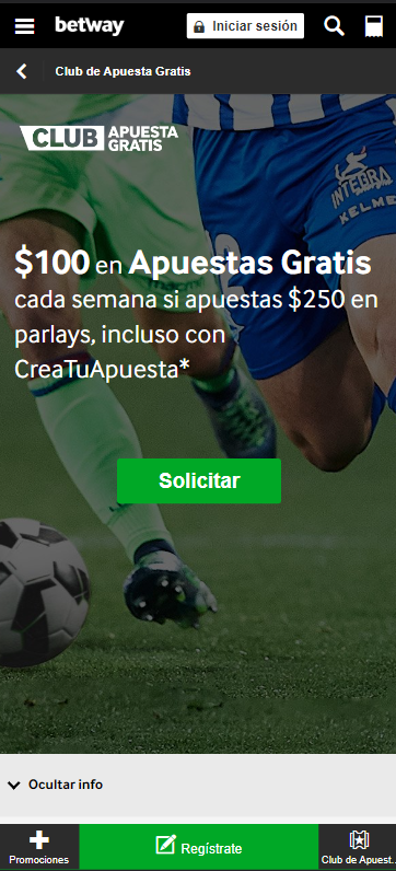 Imágenes de la versión móvil que ofrece Betway México