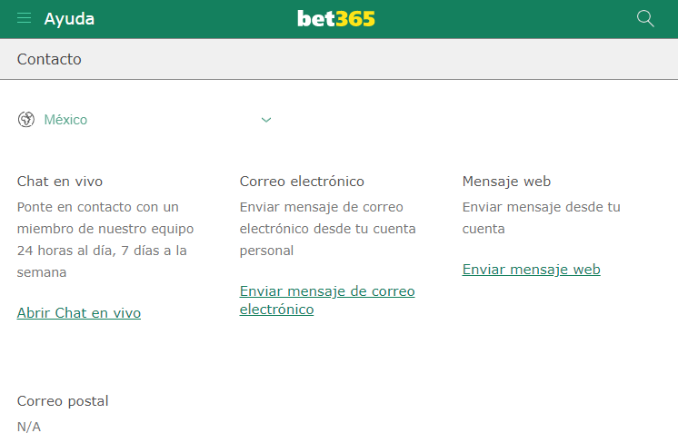 Cómo contactar a bet365