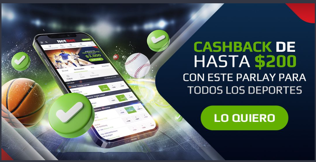 Cashback  de la sección deportes del sitio web netbet méxico