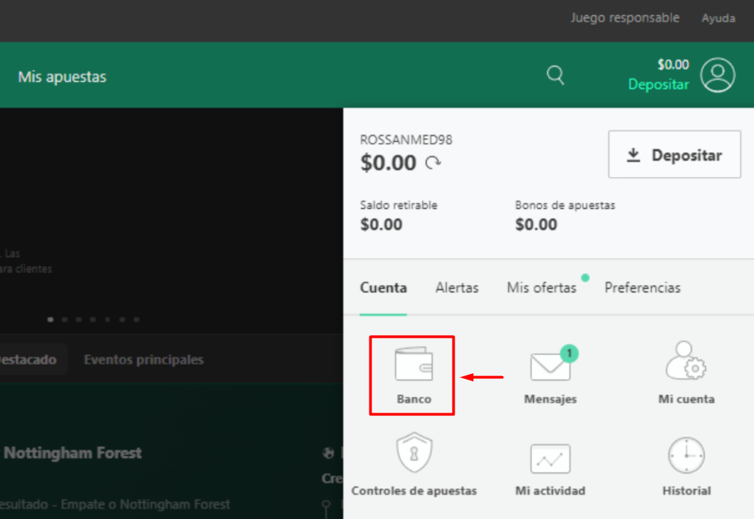 Un screenshot sobre cómo retirar en Bet365