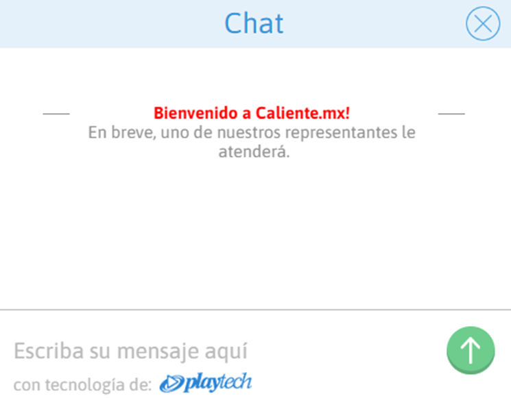 Muestra la pestaña que aparece cuando se desea contactar con el chat en vivo