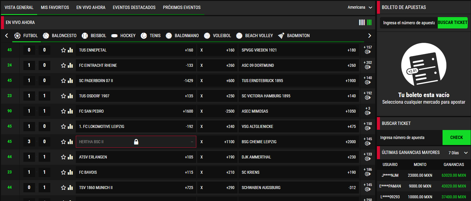 Imagen de apuestas en deportes en el sitio web strendus mx